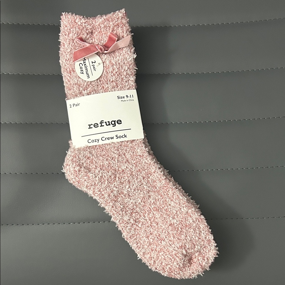 Refuge Soft Knit Crew Socks - 2pk Maroon NWT